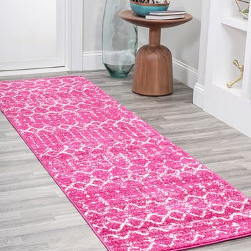 Moroccan Hype Boho Vintage Diamond Area Rug Fuchsia/Ivory